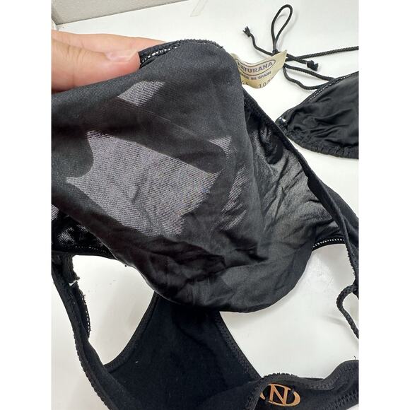 Naturana Womens Swimsuit Bikini EUR Size 44 Black Vintage Two Piece Triangle - Picture 10 of 13
